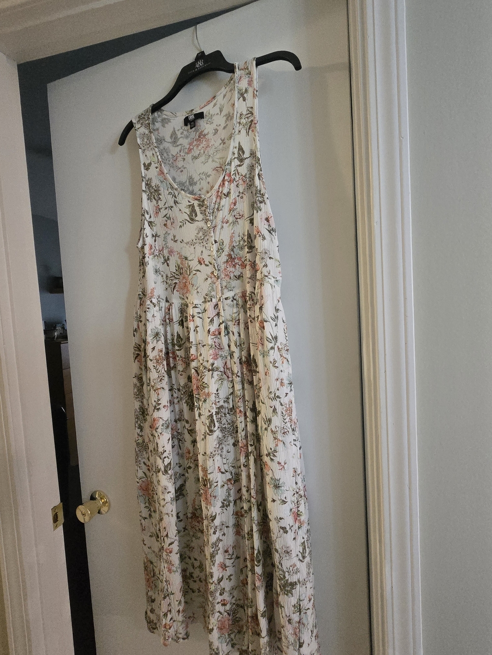 Frye Cream Floral Maxi Dress with Pink and Green Print Summer Dress